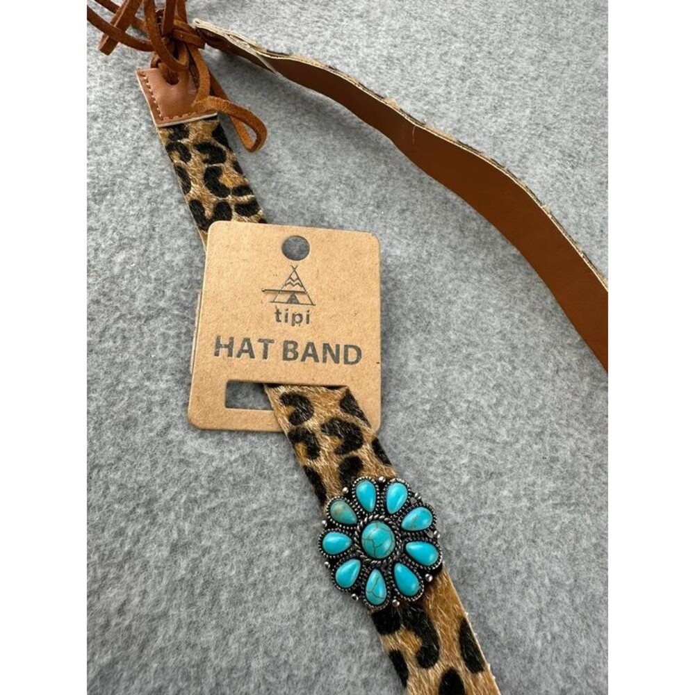 New Leopard Turquoise Floral Concho Hat Band by Tipi Western Cowgirl Rodeo